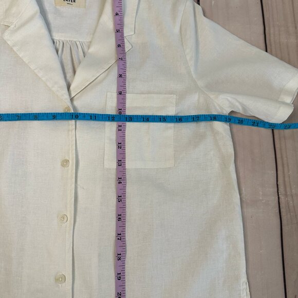 Marine Layer Shirt Button Down Short Sleeve Womans Hemp Blend Casual Small Relax - Picture 7 of 10